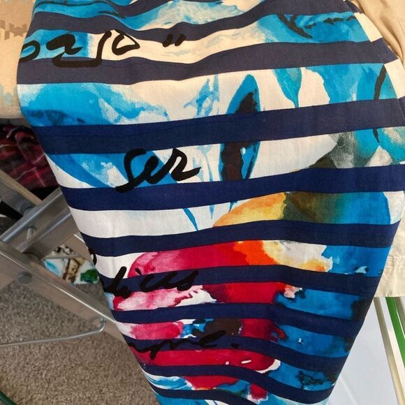 Desigual Spain Fabulous Graphic striped dress w/cap sleeves& splash of color - Picture 4 of 7